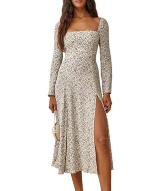 Reformation Sigmund Dress Floral Spring Long Sleeve Midi size 12